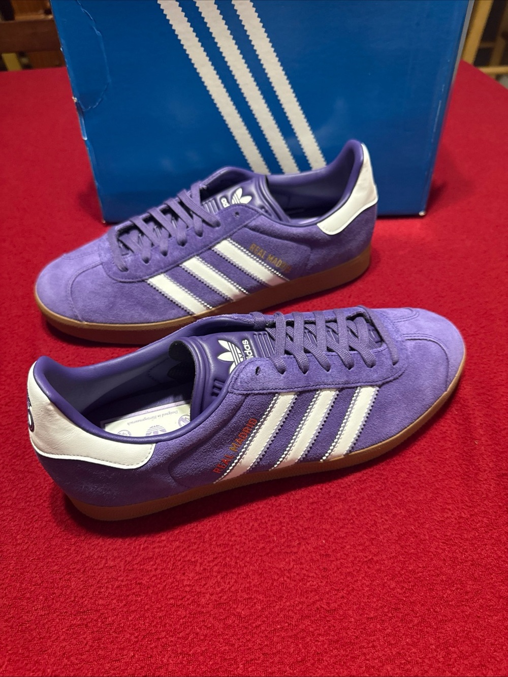 Adidas Real Madrid Gazelle Terrace Purple Suede Sneakers Men 9.5 / Women 10.5